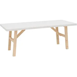 Decowood Table basse en bois de sapin blanche 120x45cm pas cher