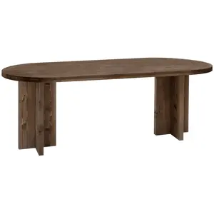 Decowood Table à manger ovale en bois de sapin marron 180x75cm pas cher