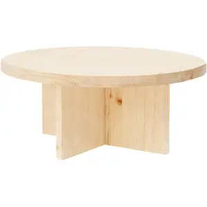 Decowood Table basse ronde en bois de sapin naturel Ø80x33,2cm pas cher