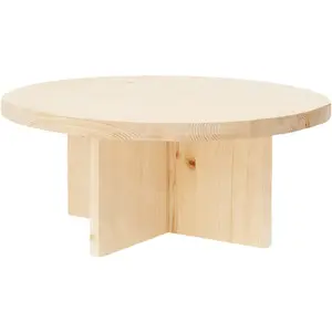 Decowood Table basse ronde en bois de sapin naturel Ø60x33,2cm pas cher