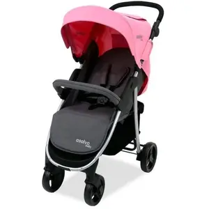 Poussette polyvalente - ASALVO - Poussette Paris - couleur Rose - 4 roues - Châssis en acier pas cher