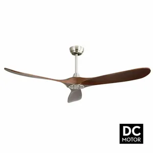 Comparateur de prix : FABRILAMP Ventilateur de Plafond DC Marin Nickel 3 Pales Chêne Sans Lumière 6 Vitesses avec Commande et Minuterie (Ø152cm)