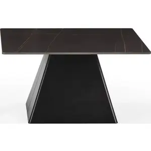 Drawer Table basse carrée en céramique et métal 80x80cm - Noir