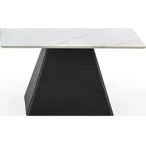 Drawer Table basse carrée en céramique et métal 80x80cm - Blanc pas cher