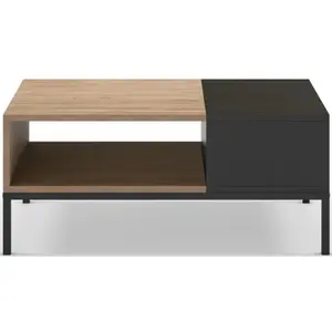 Drawer Table basse en bois 90x56cm - Bois clair et noir pas cher