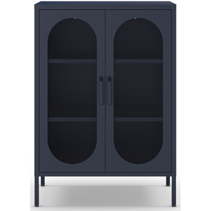 Drawer Buffet 2 portes en métal H100cm - Bleu nuit pas cher
