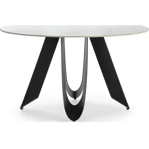 Drawer Table à manger 6 personnes ronde en céramique - Blanc - Zalcor pas cher