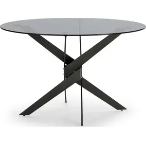 Drawer Table à manger 6 personnes en verre trempé et métal - Noir pas cher