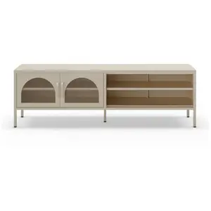 Drawer Meuble TV 2 portes en métal L160cm - Beige pas cher