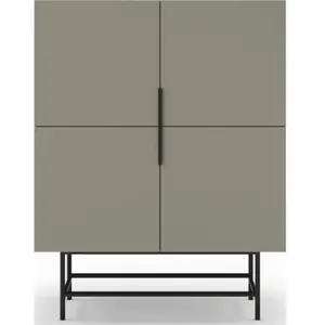Drawer Buffet haut 4 portes en bois et métal H128cm - Vert amande pas cher
