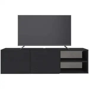 Meuble TV suspendu à accrocher au mur 143.5 cm CONRAD coloris noir pas cher