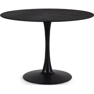 CALICOSY Table ronde avec plateau en verre imitation marbre l110 cm - ada pas cher