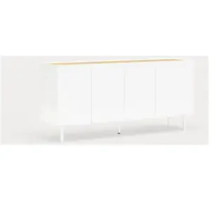 Drawer TEULAT Buffet en bois 4 portes 3 tiroirs L165cm - Blanc pas cher