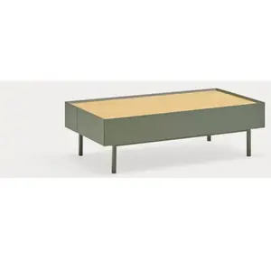 Comparateur de prix : Table basse rectangulaire en bois avec tiroirs vert