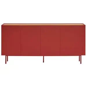 Drawer TEULAT Buffet en bois 4 portes 3 tiroirs L165cm - Rouge pas cher