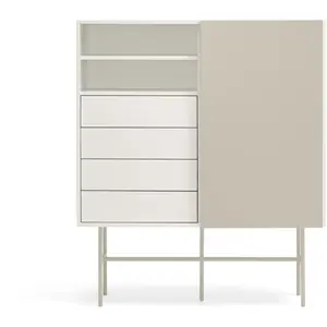 TEULAT Buffet haut avec porte coulissante en bois H140 cm - Beige pas cher