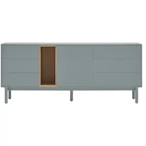 Drawer TEULAT Grand buffet bas 6 tiroirs 1 porte avec niche gris pas cher