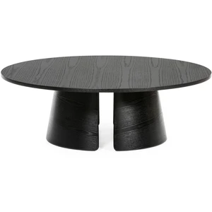 Drawer TEULAT Table basse ronde 110cm en bois et pied central rond noir pas cher