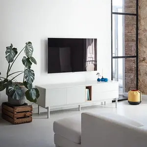 Drawer TEULAT Meuble TV contemporain 180cm en bois avec niche beige pas cher