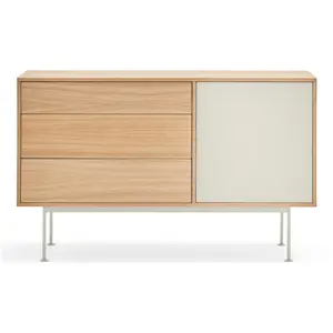 Drawer Buffet bas moderne 128cm en bois beige pas cher