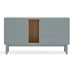 Drawer TEULAT Buffet bas 1 porte 3 tiroirs avec niche en bois gris pas cher