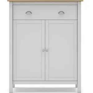 Buffet haut 2 portes 90x40x110 cm blanc et chêne - ZRATA pas cher
