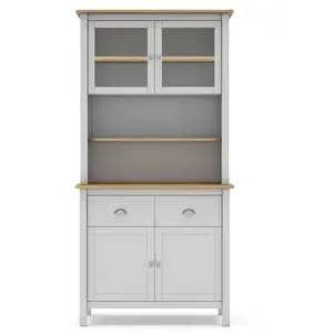 BUT Buffet vitrine MISTI blanc imitation chêne