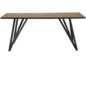 Table fixe 180cm MYLA coloris Chêne/noir pas cher