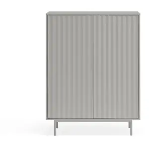 TEULAT Buffet haut en bois 2 portes 2 tiroirs - Gris clair