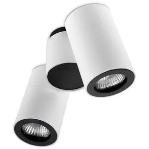 Comparateur de prix : Leds C4 Plafonnier Pipe, aluminium, blanc et noir,2 abat-jour