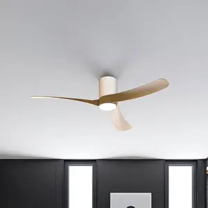 Mantra Plafonnier ventilateur céramique blanc et bois pas cher
