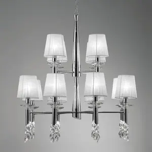Mantra Iluminación Beau lustre Lilja avec abat-jour en soie pas cher