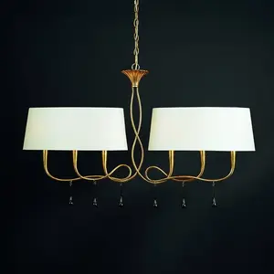 Mantra Iluminación Suspension à 6 lampes Paola de couleur or et crème