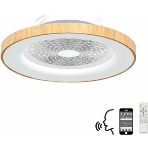 Luminaire Center Plafonnier Ventilateur Tibet - Blanc Bois pas cher