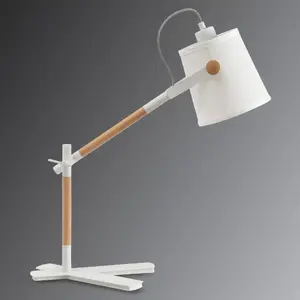 Mantra Iluminación Lampe à poser en bois et tissu Nordica pas cher