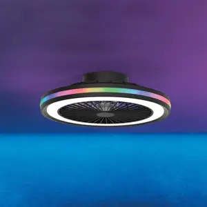 Mantra Iluminación Ventilateur de plafond LED Gamer noir DC silencieux... pas cher