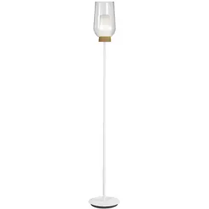 Comparateur de prix : Mantra Iluminación Lampe sur pied Nora, blanc-transparent, métal, verr...