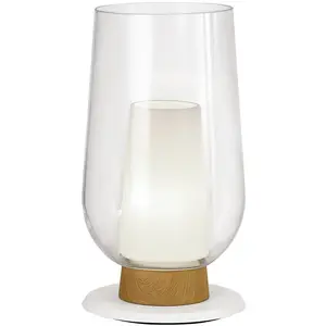 Lampe De Table Led Verre Et Bois - Mantra - Nora pas cher