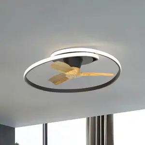 Mantra Iluminación Ventilateur de plafond LED Ocean noir/bois DC silen... pas cher