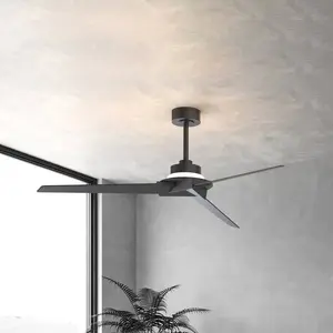Mantra Iluminación Ventilateur de plafond LED Brisa noir/bois DC silen... pas cher