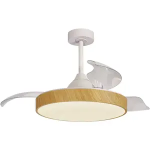 Mantra Iluminación Ventilateur de plafond LED Alaska décor bois DC sil... pas cher