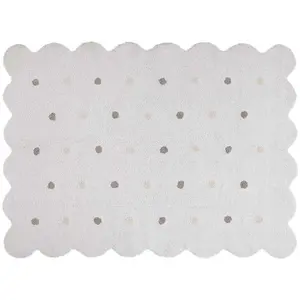 Tapis lavable bord biscuit en coton rose Biscuit Lorena Canals pas cher