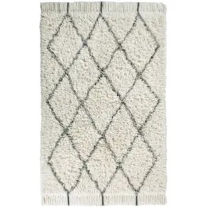 Lorena Canals Tapis lavable en laine blanc 140x200 pas cher