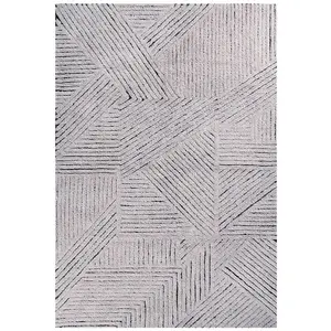 Lorena Canals Tapis lavable en laine gris 170x240 pas cher