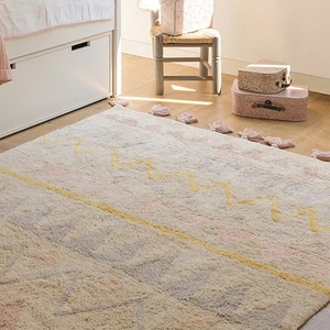 Lorena Canals Tapis coton motif indien - beige rose - 140 x 200