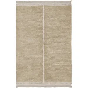 LORENA CANALS Tapis lavable en coton beige liseré jaune 140x200