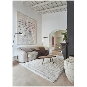 Homemaison - Tapis uni naturel lavable en machine en laine Dunes Blanc 80x140