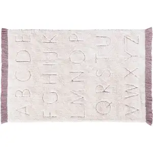 Lorena Canals Tapis lavable RugCycled® ABC en coton naturel (90 x 130 cm) pas cher