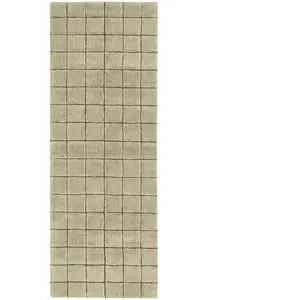 Lorena Canals Tapis de couloir en laine lavable motif mosaïque mousse - 80 x 230 cm