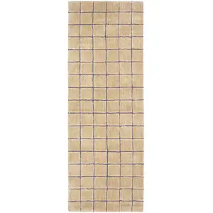Lorena Canals Tapis de couloir en laine lavable motif mosaïque ambre - 80 x 230 cm